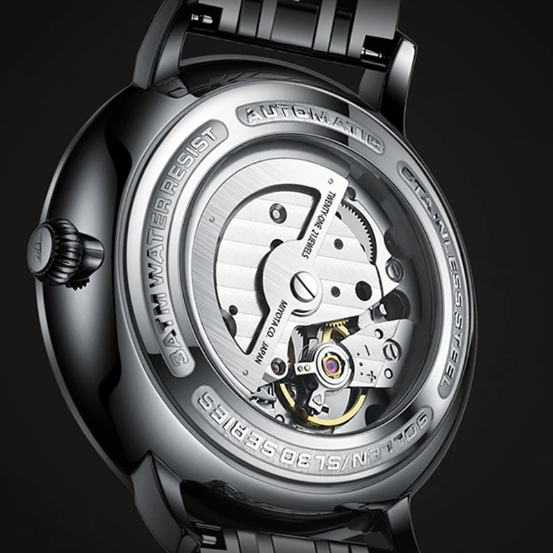 Nuovo marchio di lusso svizzero SOLLEN MIYOTA orologi meccanici automatici da uomo orologi luminosi con scheletro di diamanti impermeabili SL356