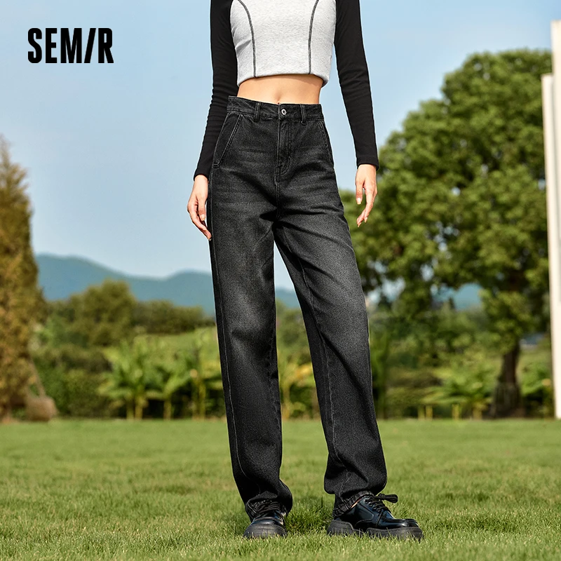 Джинсы Semir, женские флисовые длинные брюки, удобные ретро-стили, новинка 2024, зимние модные свободные утягивающие зауженные брюки — zdjęcie 5
