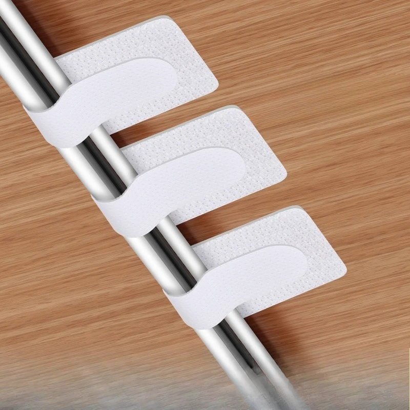 10PCS Hook And Loop Cable Management Strap Self Adhesive Wire Holder Under Desk Fixer For Power Cord Organization