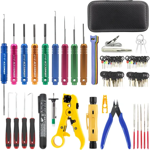 Kit de herramientas de extracción de terminales de coche, arnés de cables eléctricos, conector de engarzado, Extractor de pines, juego de ganchos, alicates cortadores pelacables