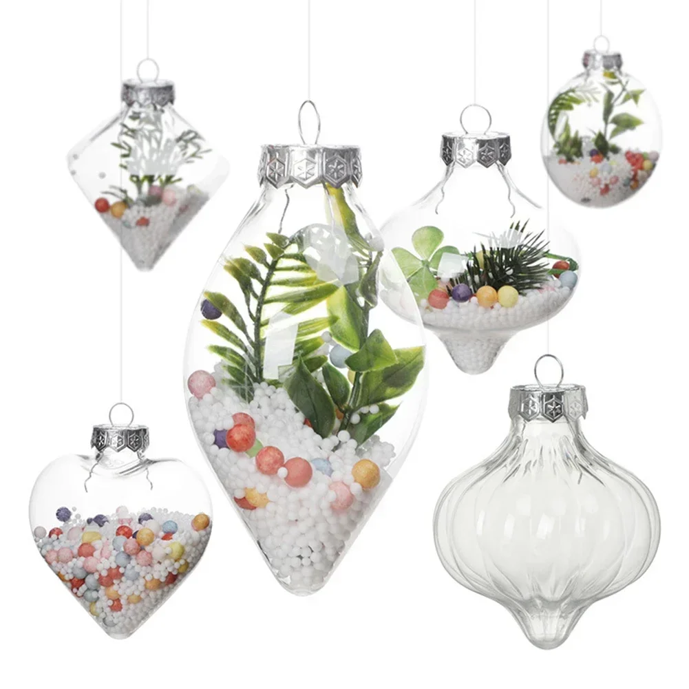 1pc DIY Shatterproof Transparent Home Christmas Decoration Bauble Ball Ornament  Plastic Drop Christmas Tree Ornaments