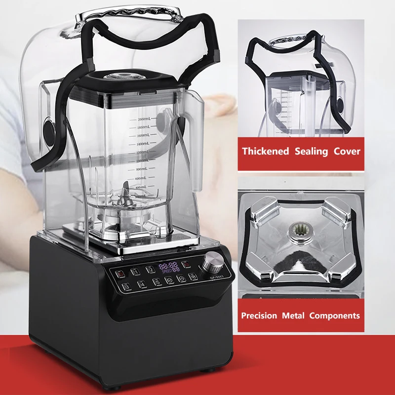 1800 واط آلة خلاط الثلج التجارية الثقيلة صانع عصائر خلاط فواكه خلاط عصارة عالية الطاقة منتج أغذية 26000 دورة في الدقيقة