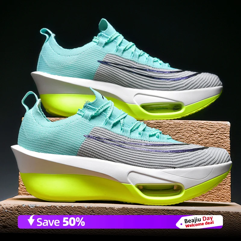 Air Cushion Marathon Carbon Plate Men Sports Running Shoes Breathable Lightweight Women's Comfortable Athletic Nonskid Sneakers