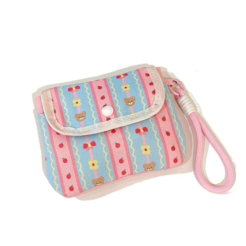 

Large Capacity Mini Cosmetic Bag Preppy Style Candy Color Keychain Coin Bag Korean Style Small Item Bag Stripe Pattern Purse