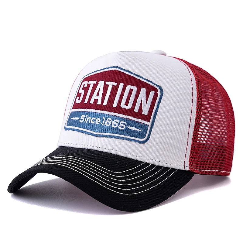Heißer Verkauf Unisex Baseball Kappe Klassische STATION Brief Muster Mesh Cap Männer Und Frauen Atmungsaktive Streetwear Sommer Trucker Hut