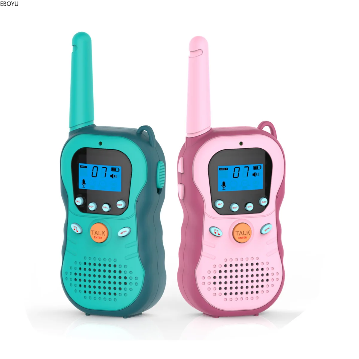 EBORUI 881 Walkie Talkies for Kids Voice Changer 16 Channels 2 Way Radio Toy Backlit LCD 3KM Range for Outside, Camping, Hiking