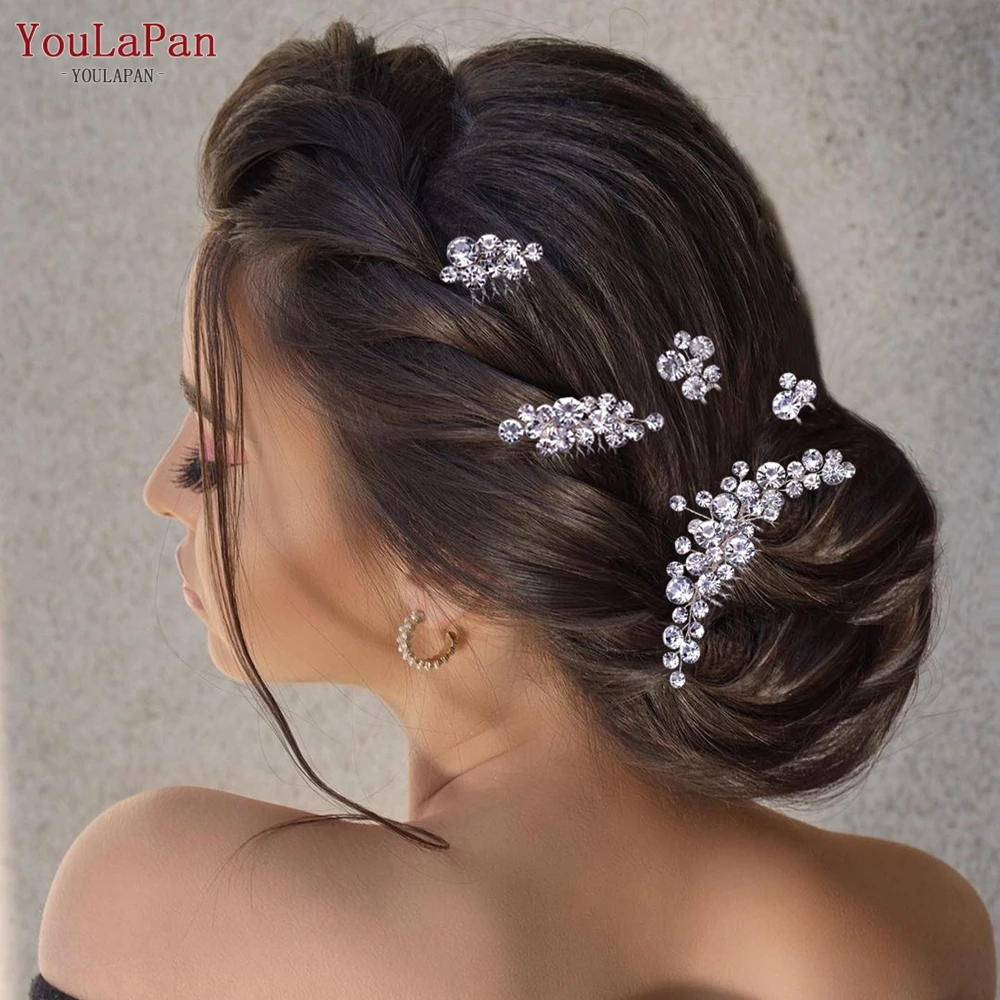 YouLaPan Bling Rhinestone Hair Comb Set Bridal Wedding Crystal Hairpiece Handmade Accessories Rhinestones Hair Clip HP387