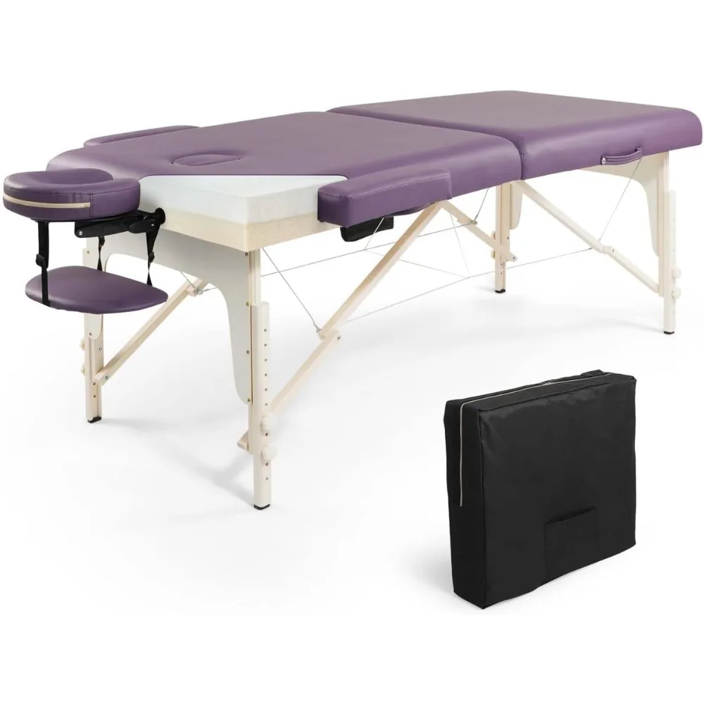 

CAPHAUS Premium Memory Foam Massage Table, 84 Inch Foldable & Portable, Height Adjustable Spa Bed, Facial Cradle Salon Bed, Wood