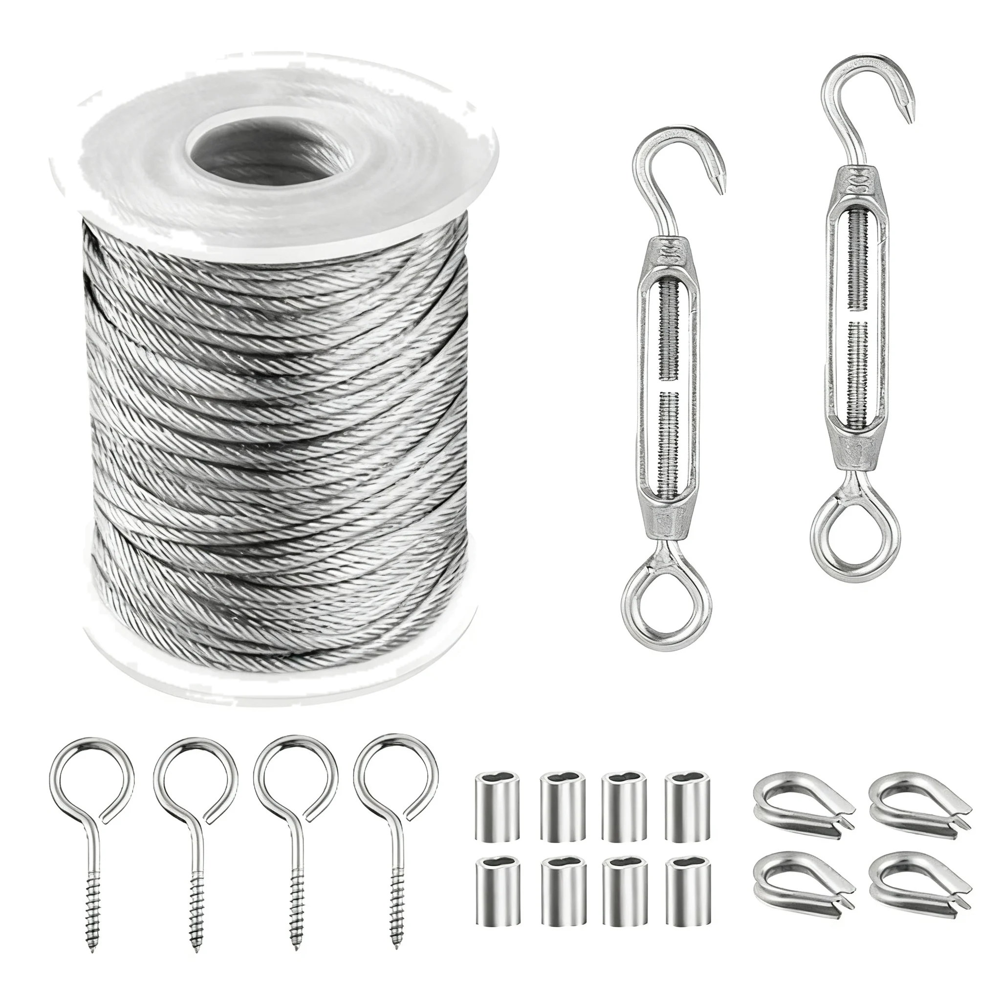 Spring Hook Tightener Stainless Steel Wire Rope PVC Coated Cable Cable Railing Kit Wire Rope