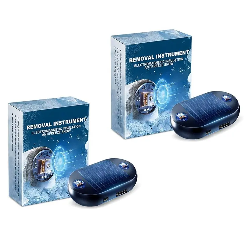 Car Window Glass Anti-Ice Snow Removal, Solar/USB Powered Winter Deicing Device, Car Defroster 4Pcs