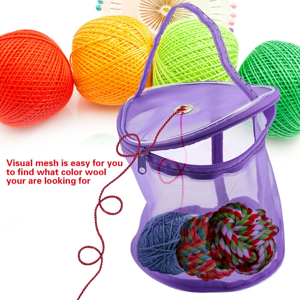 Colorful Yarn Storage Mesh Bag Mesh Weaving Round Bags Wool Storage Bag Yarn Crochet Organizer Knitting Baskets DIY Accessories