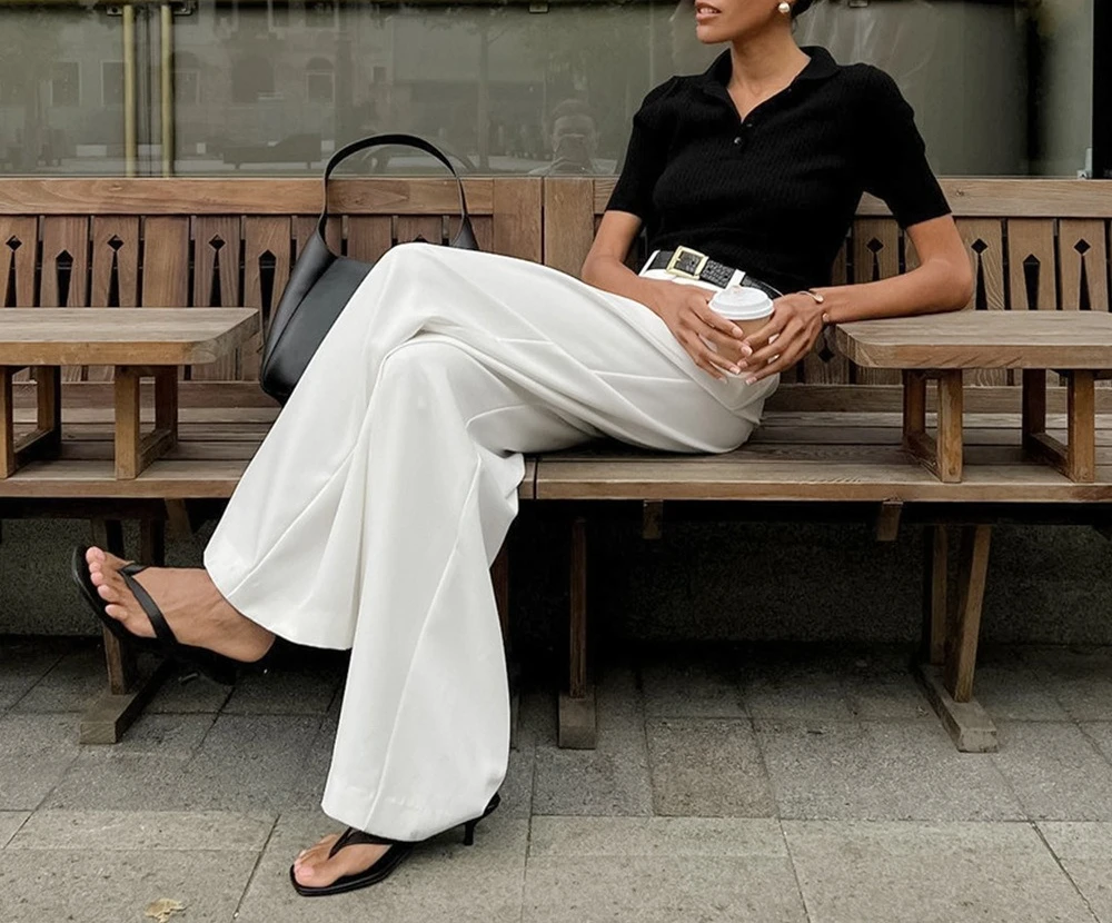 Pure White Women's Long Pants 2025 Summer New High-waisted Wide-leg Trousers Stylish Commuting Versatile Casual Long Pants