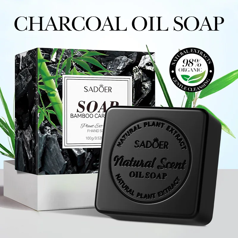 1Pcs Bamboo Charcoal Handmade Soap Women Cleaner Deep Cleansing Body Whitening Soap Shaving Sabonis Skin Lightening Foam