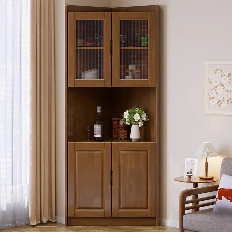 Solid wood single-door bookcase, small locker with door corner cabinet, narrow cabinet, household wooden vertical cabinet
