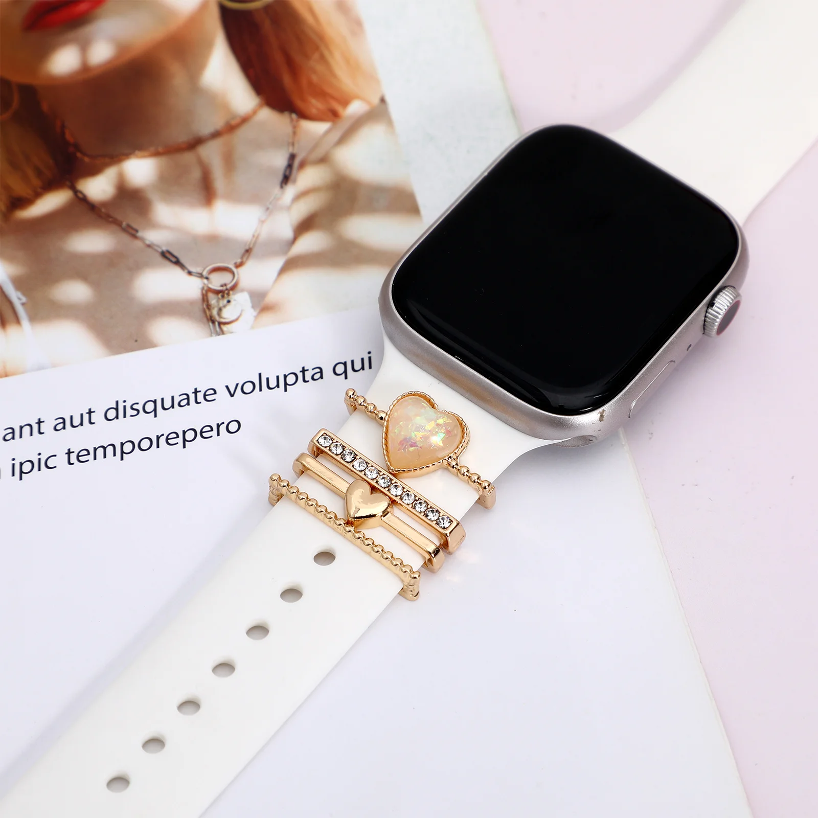 

4pcs Strap Charms For Silicone Watch Bands Decorative Rings Wristband Accessories Watch Supplies Phone Accessories