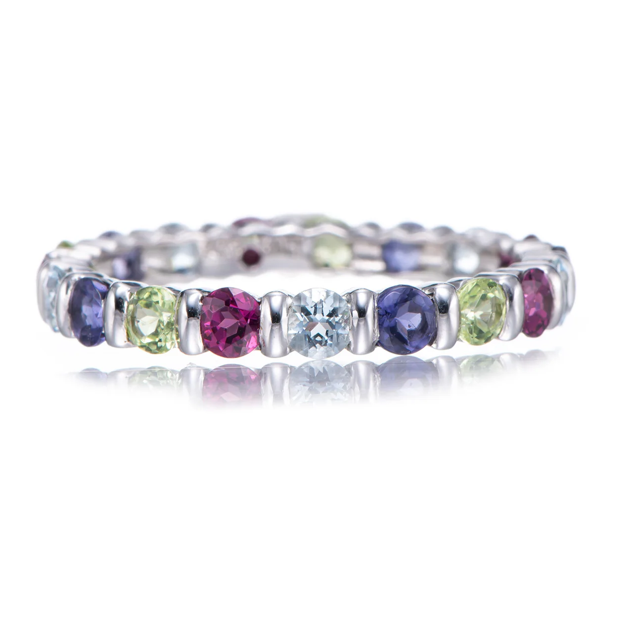 GESIDE Aquamarine، Iolite، الزبرجد، الرودوليت الروديوم فوق خاتم الفضة الاسترليني