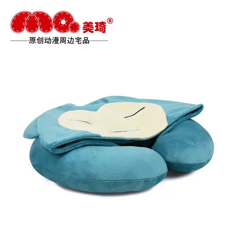 Almohada en forma de U con capucha para niños, Popular anime, Pokemon merchandise, Snorlax, siesta, protección para el cuello, regalo para niños