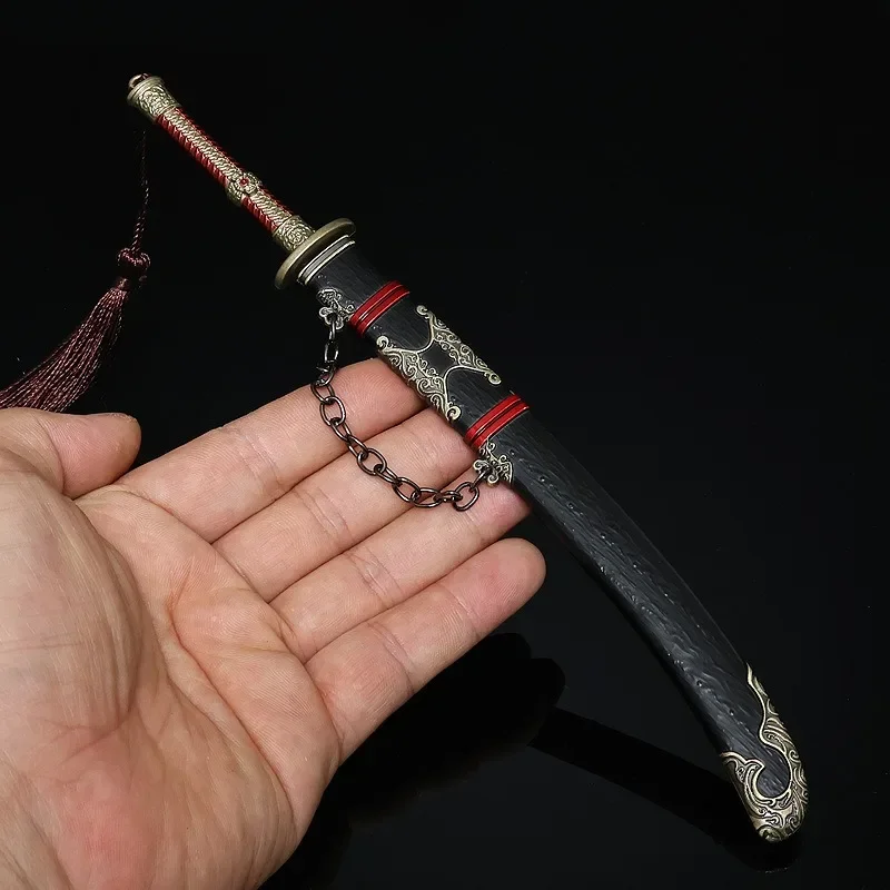 22cm llama roja guardia real periféricos de cine y televisión Juguetes sin cortar hoja loca réplica de Metal completo modelo de arma en miniatura