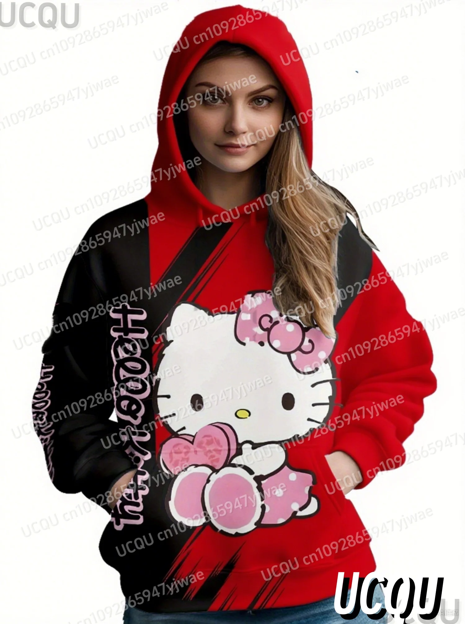 2025ผู้หญิง3D Hello Kitty Hooded Hoodieฤดูหนาวผู้หญิงHoodedกลางแจ้งAll-Match Hoodieหญิงสาวเสื้อผู้หญิงเสื้อผ้า