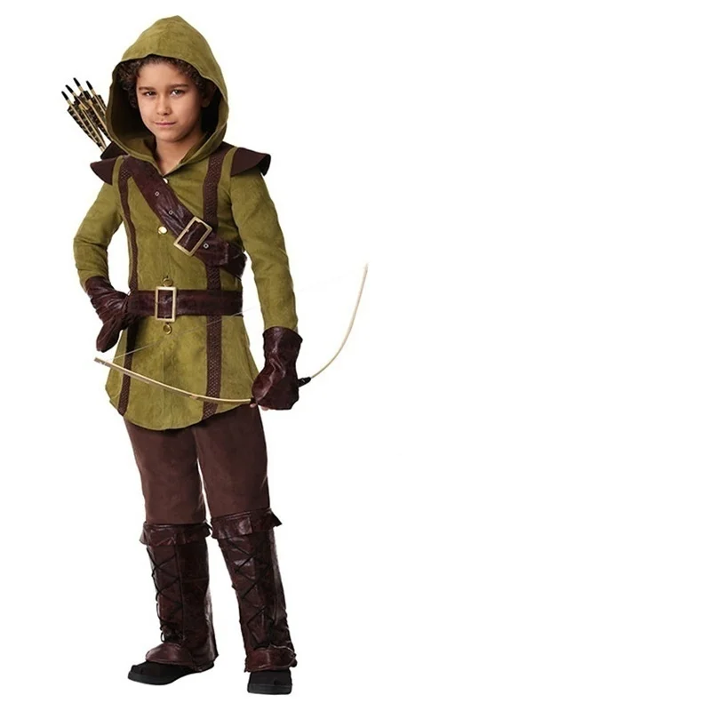 Robin Hood Child Costume Boys Prince of Thieves Archer Costume Green Fancy Dress Halloween Costume Outfit