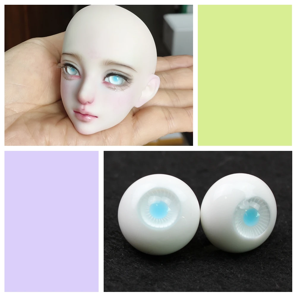 

DOLL ACCESSORY 14MM 16mm 18MM 70CM msd yosd sd bjd doll glass eyes eyeball light blue color C03