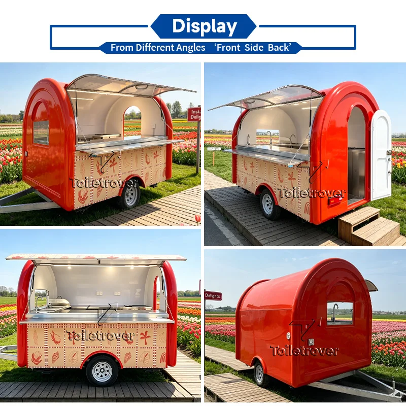 European Mobile Food Cart Ice Cream Food Truck Trailer Custom Food Truck Mobile Food Trailer with Fridge Air Conditioner Awning