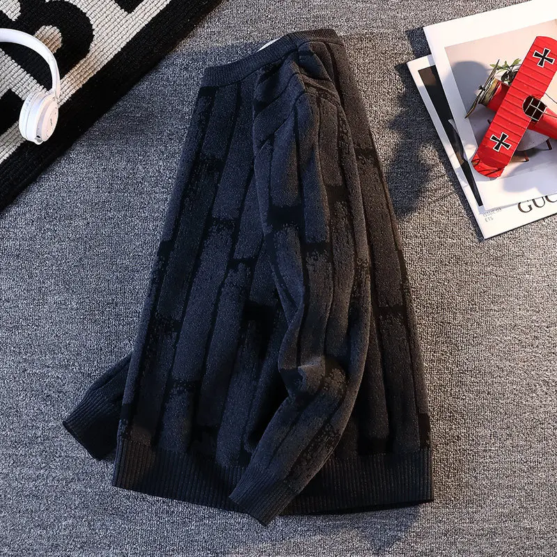 Suéter de Punto con Cuello Redondo para Hombre, ueso, Informal, Hoado, Cálido para Invierno, de Fibra de Poliéster, Suave...