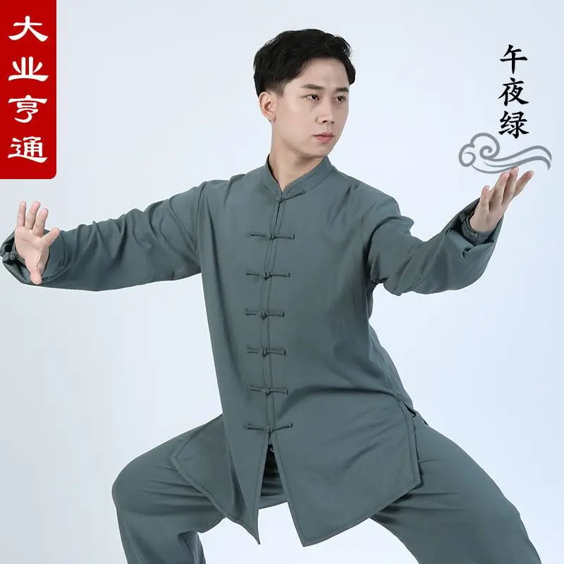 

Tai Ji Suit Female Exercise Clothing Male Autumn Winter and Spring Cotton Linen New Morning Performance Training