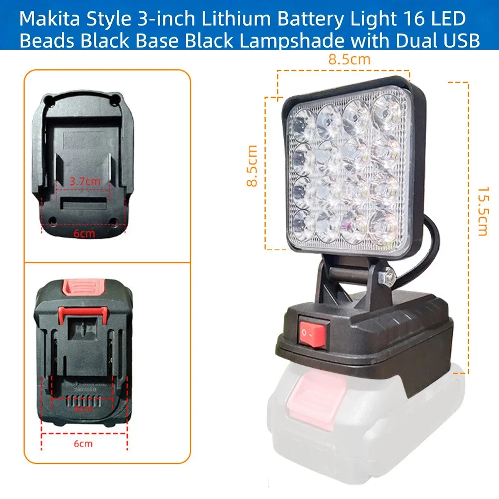 Lucky Lantern Store LED Spotlight Christmas Camping fishing Flashlight Outdoor 3in Lamp Emergency work Light For Makita Battery