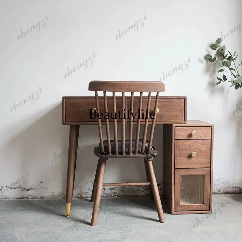 Decorations Wood Makeup Table Mirror Vintage Lounges Cabinet Dressing Table Drawer Seat Standing Mesa Tocador Home Furniture