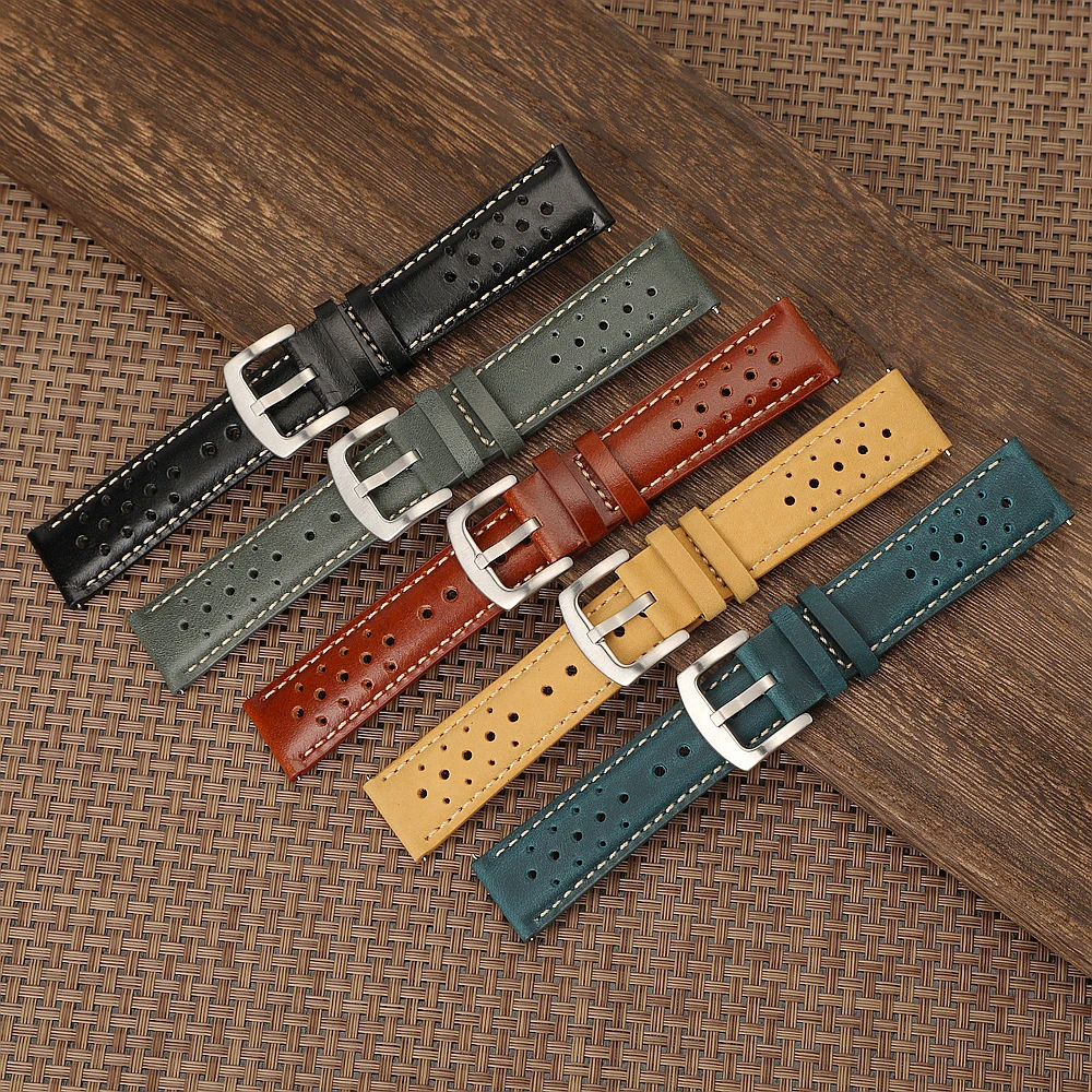 18 مللي متر 19 مللي متر 20 مللي متر 22 مللي متر خمر الجلود ساعة الأشرطة لسامسونج غالاكسي ساعة 7/6/5 سوار ل Seiko الإفراج السريع الرجال اكسسوارات