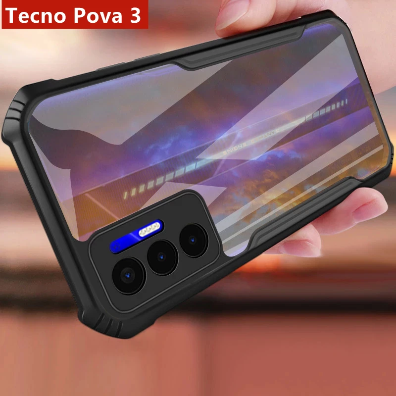 For Tecno Pova 3 Case Armored Shockproof Bumper For Tecno Pova 3 Cover Transparent Phone Shell Simple Clear Funda TecnoPova3