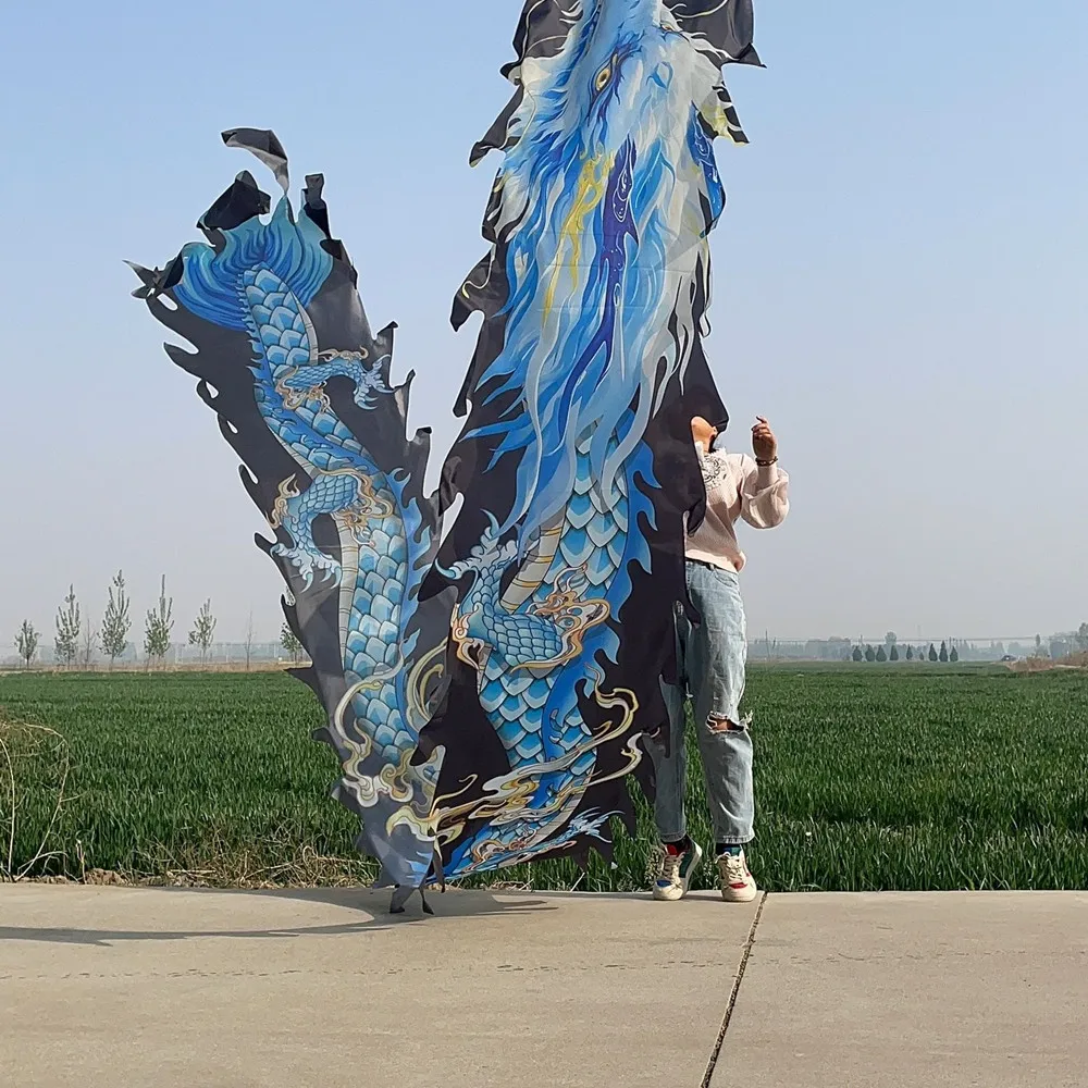 7m Black Red Chinese Dragon Dance Ribbon Accessories For Adults (Not Include Dragon Head)