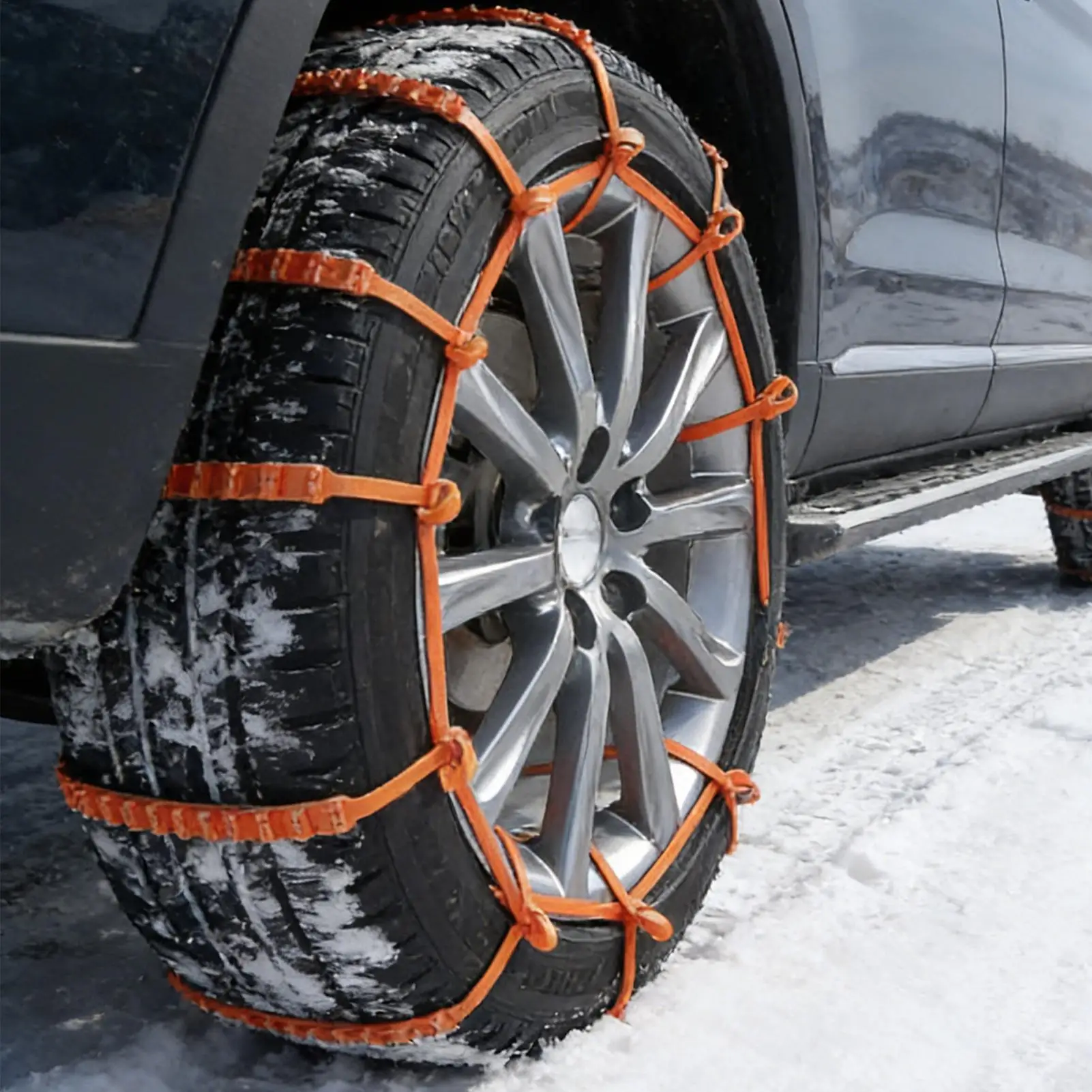 Winter Wheels Belt Zip Tie Tire Chains 40 Pieces Anti-Skid Reusable Wheel Cables for Winter Ice Muddy Roads Vehicles Trucks SUVs