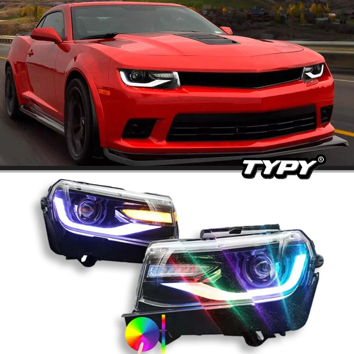 

Car Lights LED Headlights Assembly Front Lamp 2014-2015 5th Gen Sequential Turn Head Lights For Chevrolet Camaro lighting