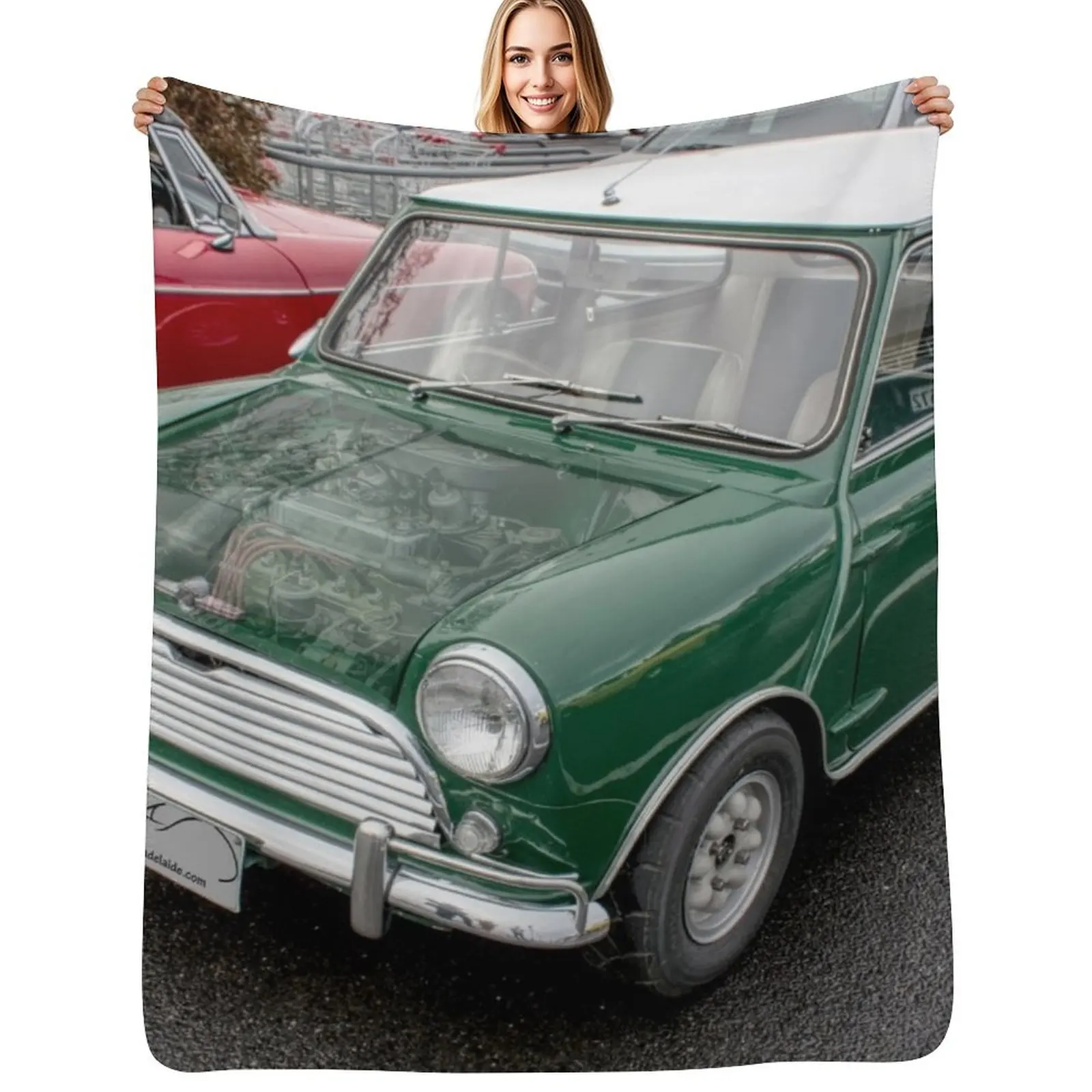 Coffee n Classics Misted bonnet Morris Mini Cooper Throw Blanket Vintage bed plaid Sofa Throw Bed Soft Fashion Sofas Blankets