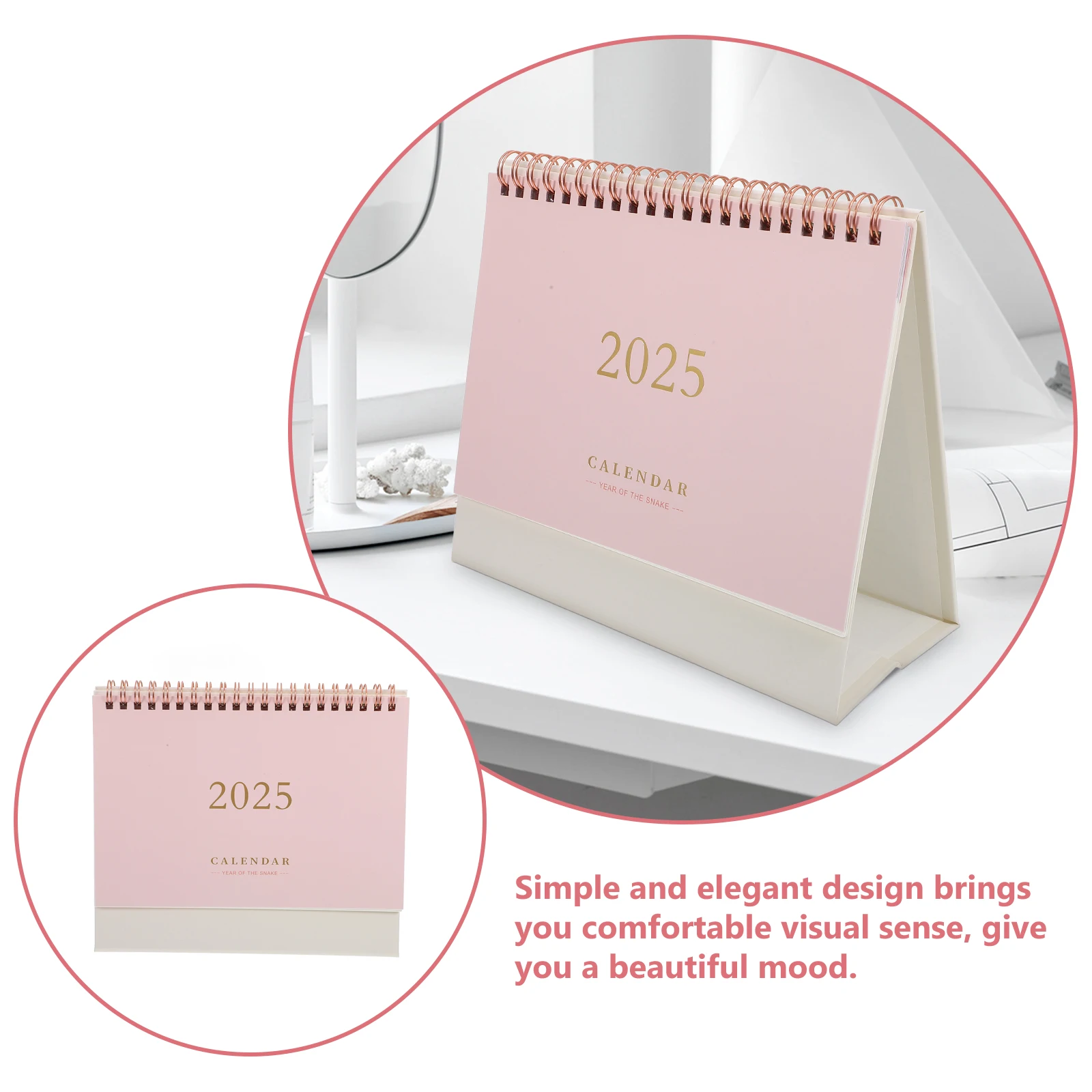 

Foil Desk Calendar Academic Office Supply Decorative Standing Monthly Calendar Thick Paper Sturdy Metal