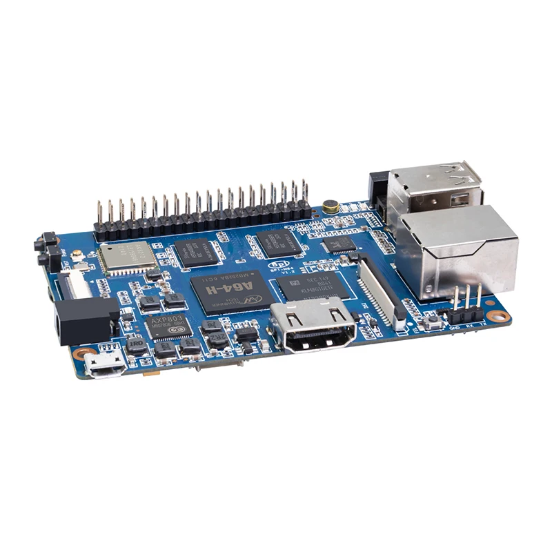 Banana Pi BPI-M64 AllWinner A64 64 Bit Quad-Core ARM Cortex A53 1.2 GHz CPU 2GB RAM 8GB eMMC Mini Single Board Computer