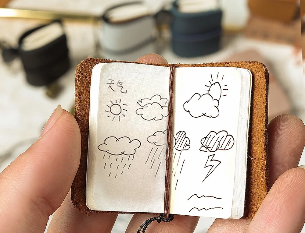 Mini Journal Cute Leather Cover Notebook Small Diary Retro Portable Travel Book DIY Gift Blank Pages Memo Creative Sketchbook