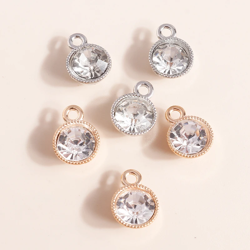 10pcs 10*13mm Gold Silver Color Round Crystal Charms for Necklaces Earrings Making Accessories Charms DIY Jewelry Findings