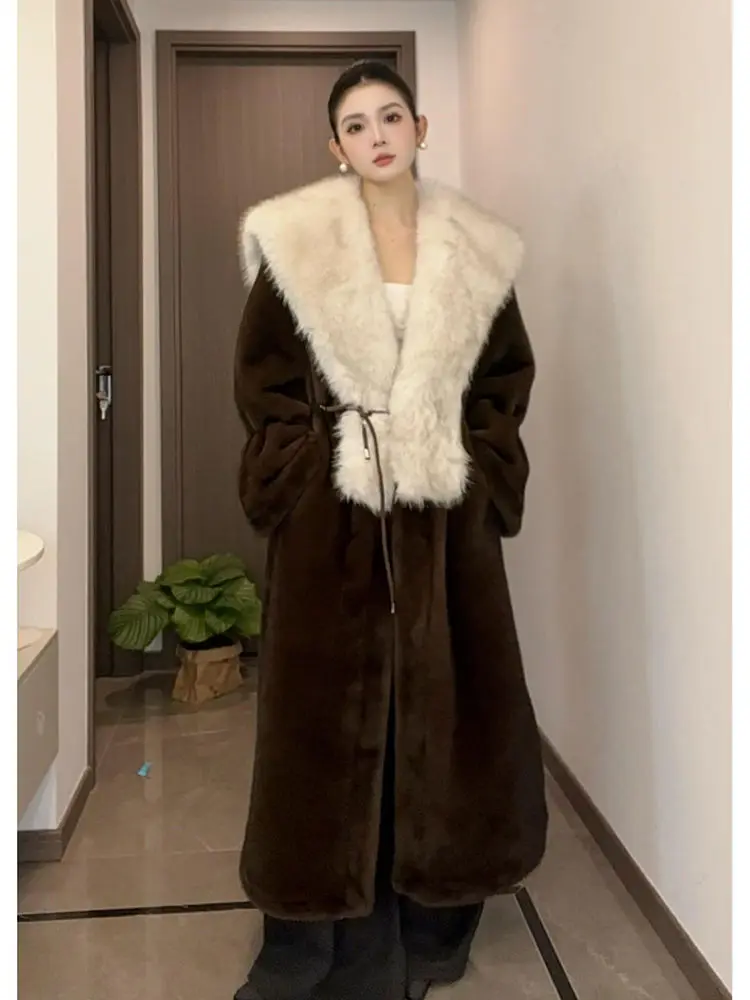 Winter Temperament Fashionable and Versatile High-end Long Coat Retro Waist Straps Chic Classic Coat Commuting Good-looking
