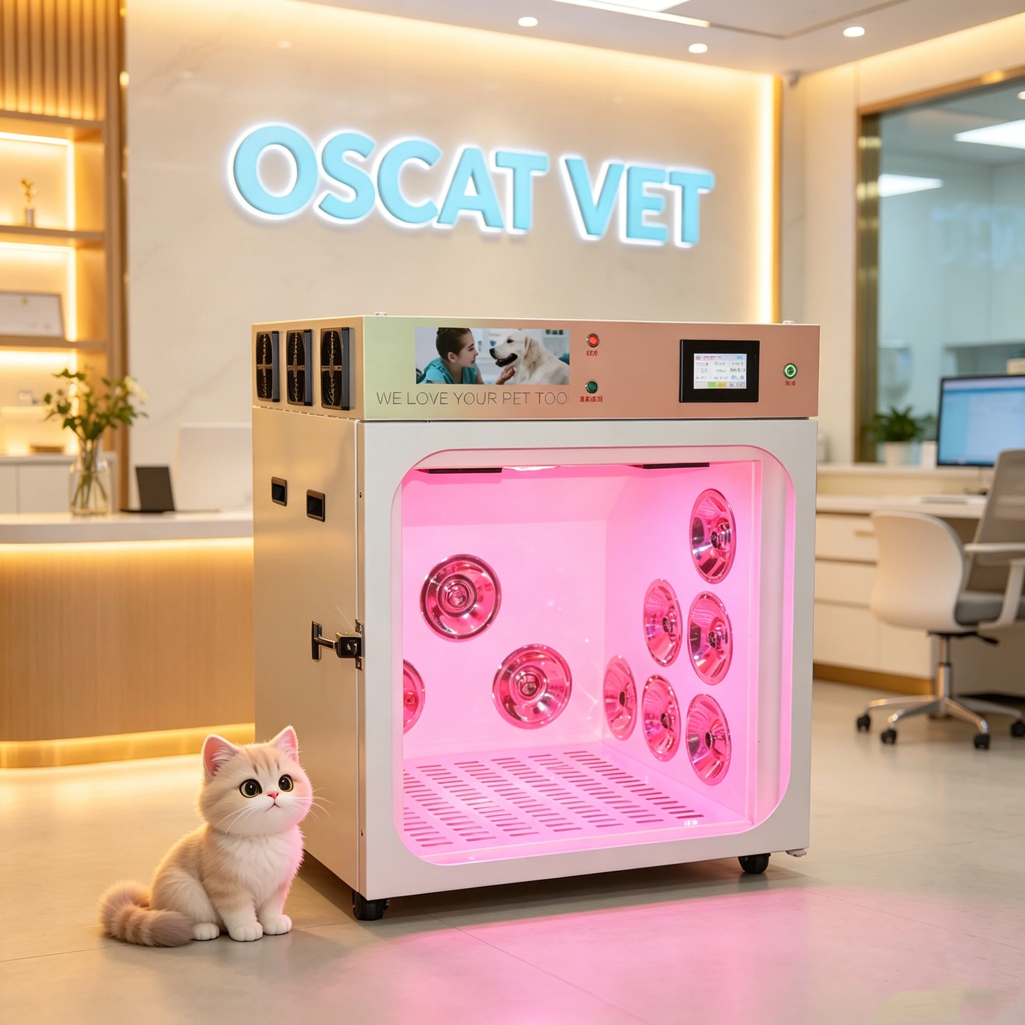 OSCAT Pet Medical Equipment 20kg Dog Drying Cabinet 91x71x76cm High Air Flow Rapid Drying Touch Control Veterinary Clinic