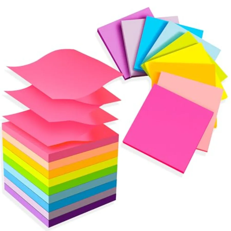 

18 Pads Pop Up Sticky Notes 3x3 Refills, Strong Adhesive Memo Pad Bulk with 9 Bright Colors, Suitable for Home, Office, School,