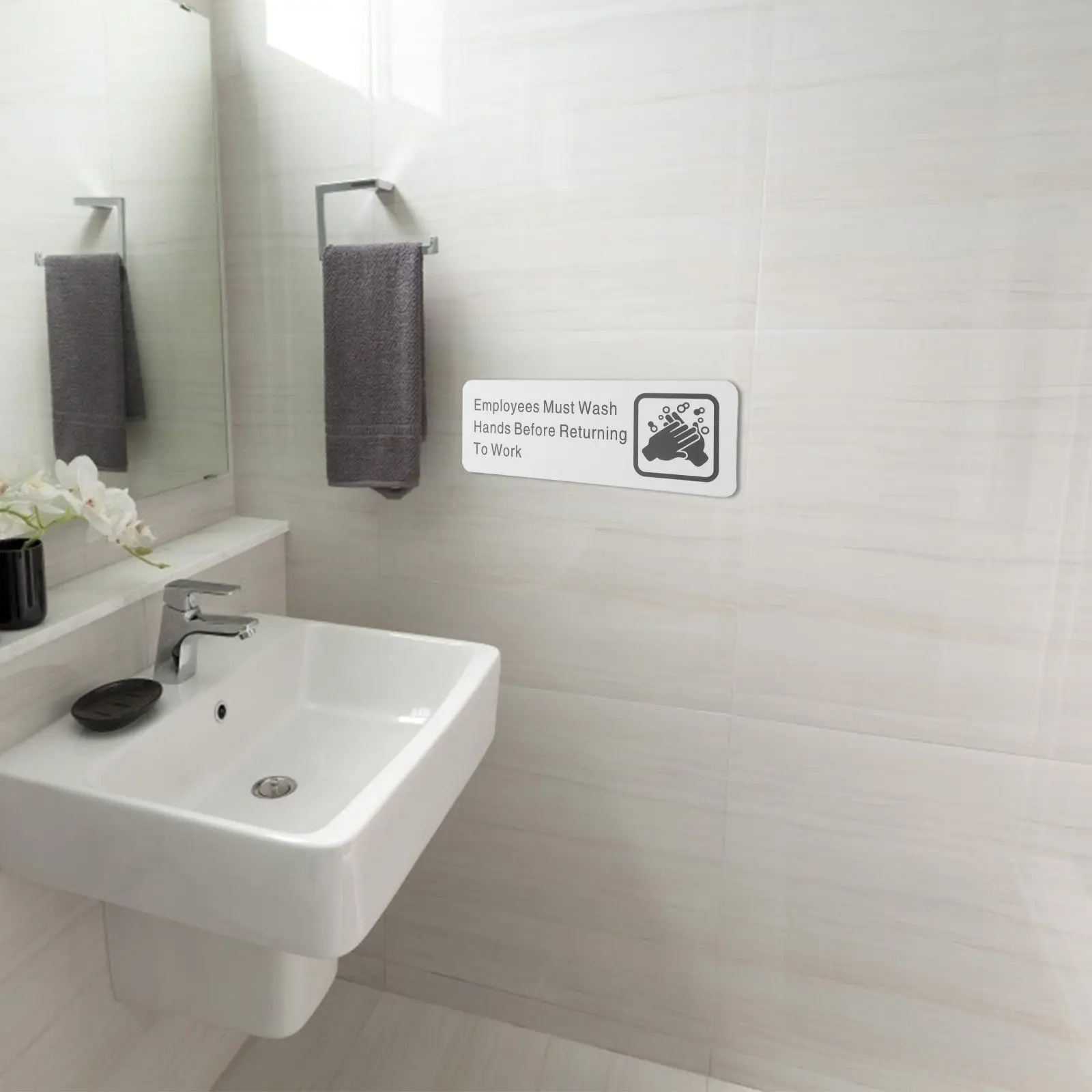 Employees Must Wash Hands Before Returning to Work Aluminum Alloy Informative Sign Metal Hygiene Reminder for Restaurant