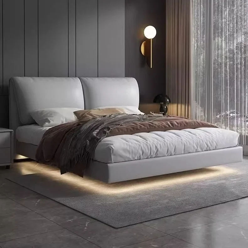 سرير معلق للأذن 1.8 متر غرفة نوم رئيسية مزدوجة 1.5 متر سرير فاخر خفيف وحديث وبسيط #3