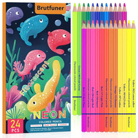 Brutfuner 24 fluorescent oil-based colored pencils, fluorescent colored pencils, Artists Soft Core with Vibrant Color, sketching