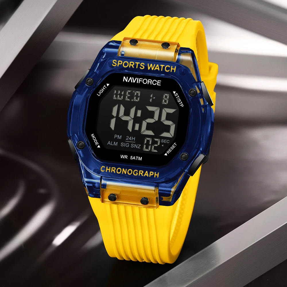 NAVIFORCE NF7113 montre de sport numérique de luxe pour hommes étanche rétro-éclairage LED réveil montre multifonction