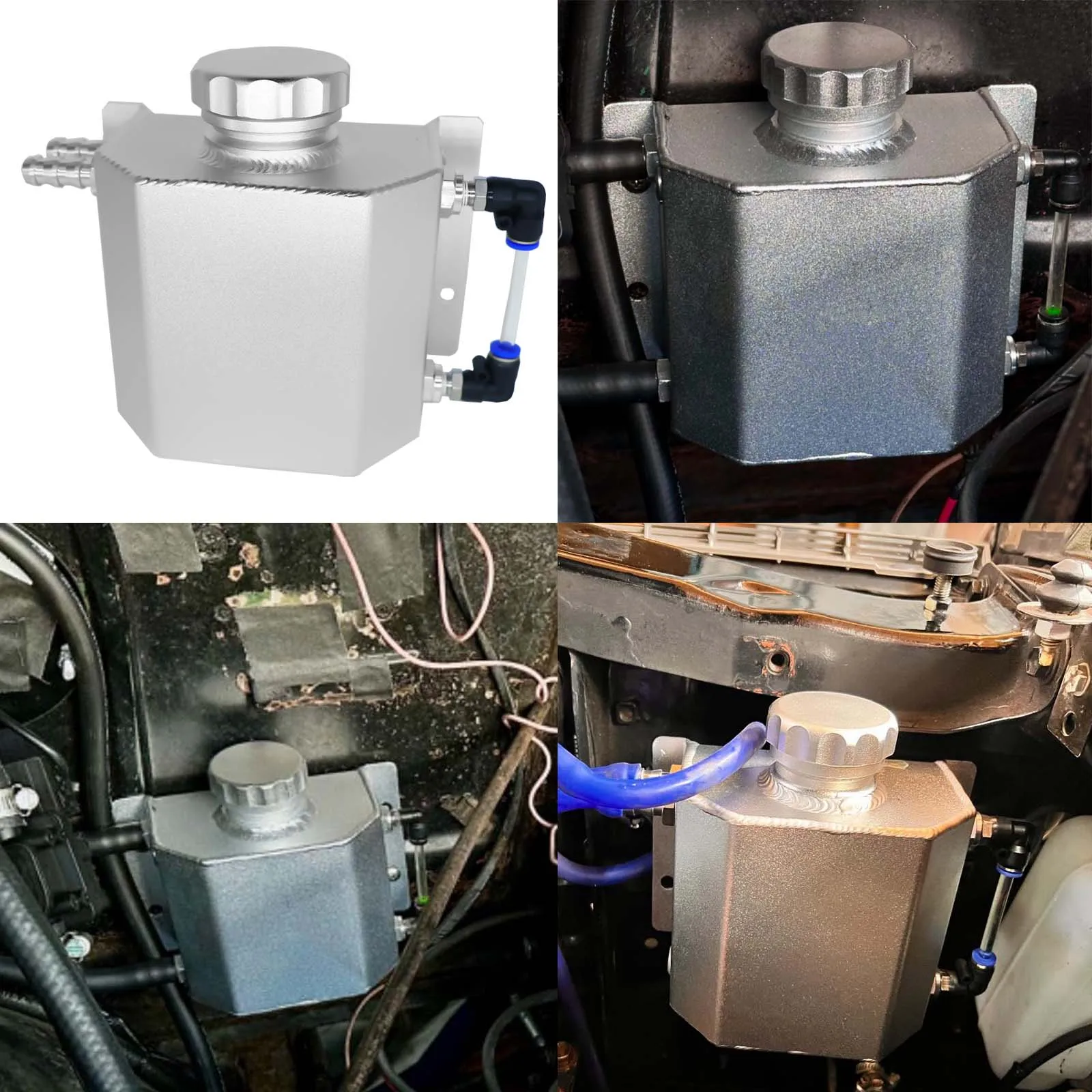

1L Aluminum Alloy Radiator Coolant Overflow Bottle Universal Oil Catch Tank Car Accessory