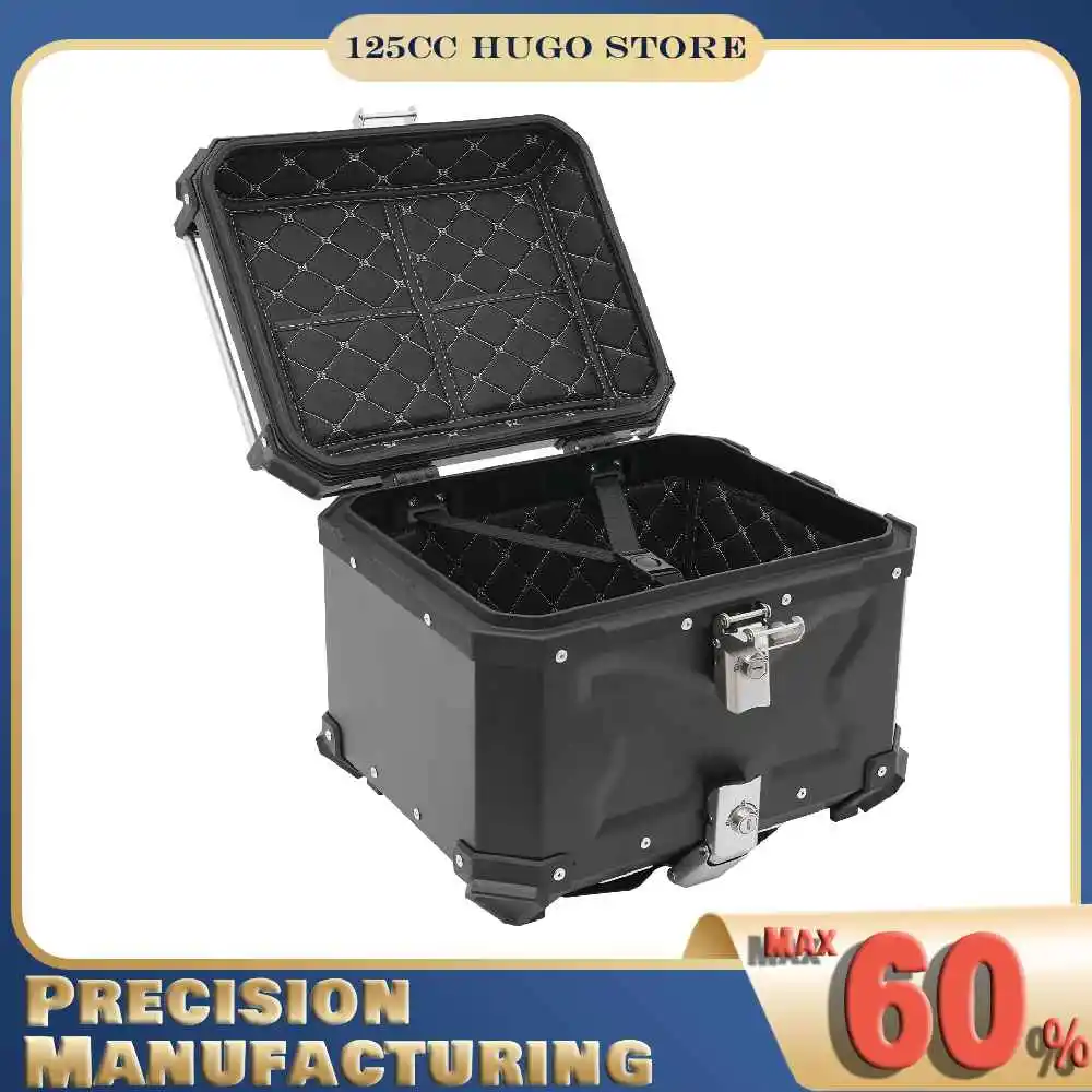 

Waterproof Motorbike Tail Box 10kg Load Capacity 45L Motorcycle Trunk Aluminum Alloy Motorbike Rear Box w/ Safety Lock