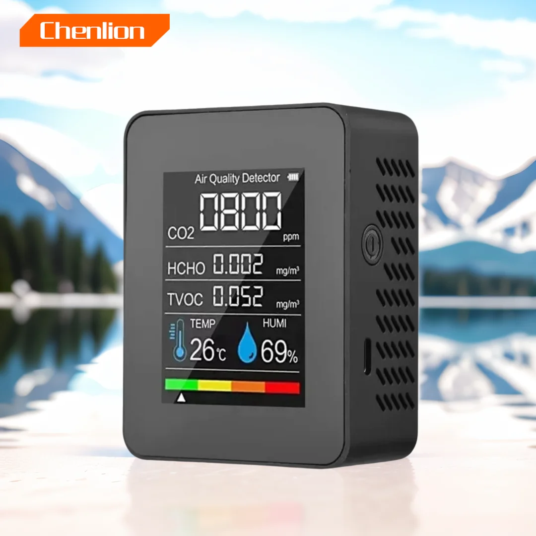 2024 New Co2 Detector NDIR PM2.5 Indoor Carbon Dioxide Temperature Meter Ambient 5 in 1 Air Quality Monitor